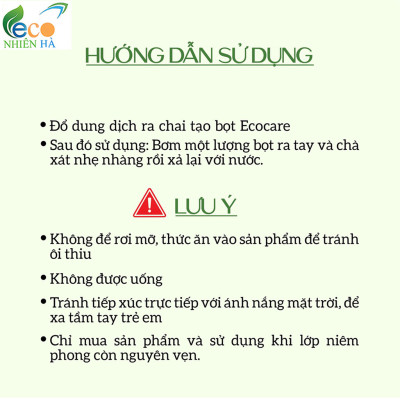 Nước rửa tay ECOCARE 4L tinh dầu thiên nhiên hữu cơ, nước rửa tay tạo bọt, không khô da tay
