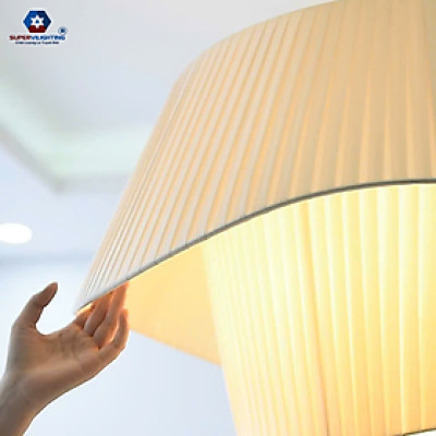 Chụp Đèn Vải Xếp Ly Trắng Đui E27 Đường Kính 50cm chao Trang trí lồng đèn treo thả Bàn Ăn Quầy Bar