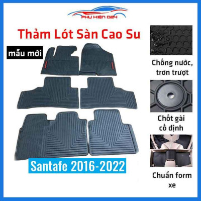 Lót sàn ô tô cao su Santafe 2019-2020-2021-2022 không mùi chống trơn trượt