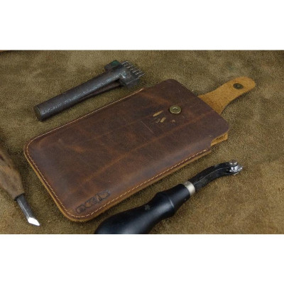 Bao Da Rút Nút Cài cho Iphone 12 pro max, 13 pro max, 14 pro max.... Da Bò Sáp