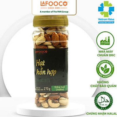 Hạt Dinh Dưỡng Hỗn Hợp 4 Loại Hạt Điều, Hạnh Nhân, Óc Chó,  Hạt Dẻ Cười Không Muối LAFOOCO 270g