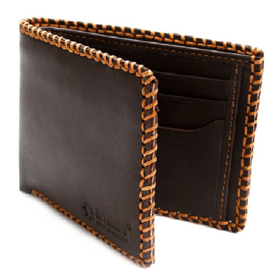 HJ2136 - Bóp nam Huy Hoàng đan viền màu nâu