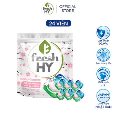 Túi Viên Giặt Xả Tiện Lợi 4 trong 1 Fresh Hy Hương Hoa Công Nghệ Nhật Bản (24 Viên/ Túi)