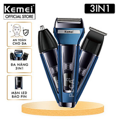 Máy cạo râu đa năng 3IN1 Kemei KM-6541 có thể cạo râu, cắt tóc, tỉa lông mũi - Chính hãng