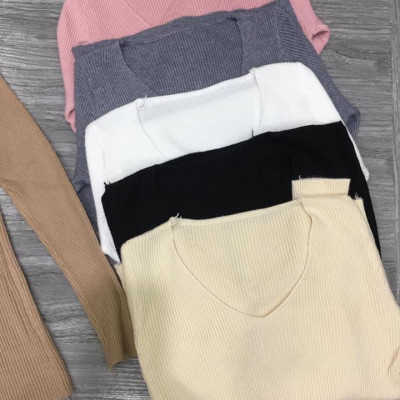 Áo len cổ tim dài tay chất len đũa dành cho nữ