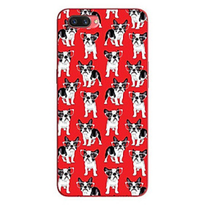 Ốp lưng in cho Oppo Realme C1 mẫu Họa Tiết Pulldog Đeo Kính Nền Đỏ - Hàng chính hãng