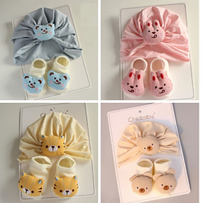 Set Mũ/ Nón Turban Kèm Vớ Đính Thú Dễ Thương cho bé - Chicbaby