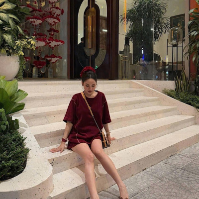 Set nhung tăm đỏ đô chạy viền