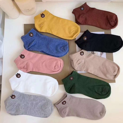 Combo 10 đôi tất nữ cổ ngắn hình gấu chống hôi chân - tặng túi