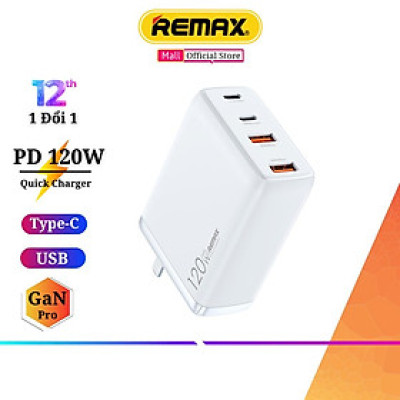 Củ sạc nhanh 120W 4 Cổng Remax TR257 GaN3 PRO cho Laptop, Mac Pro, iPad Pr0, 14 Pro Max, Note 10+, S20 PPS, PD 3.0, QC 4+ - Hàng Chính Hãng Remax Bảo Hành 12 Tháng Lỗi 1 Đổi 1