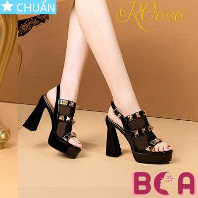 Giày cao gót nữ cao gót 9 phân RO626 ROSATA tại BCASHOP thiết kế hở mũi và quai hậu cài kèm gót trụ loe cực sang chảnh