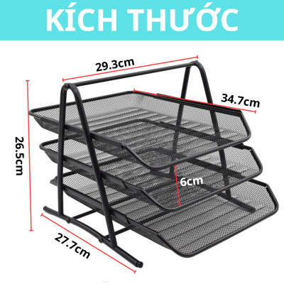Khay Tài Liệu 3 Ngăn Để Bàn Khay Đựng Hồ Sơ Giấy Tờ Văn Phòng Học Sinh Bằng Kim Loại Có Thể Tháo Rời