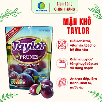 Mận khô Taylor Prunes Naturally Tự Nhiên Giảm Táo Bón Cho Bé Mẹ Bầu Không Hạt Không Thêm Đường 250g