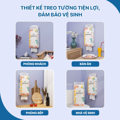 Combo 4 bịch khăn giấy rút treo tường, 1280 tờ/bịch, dập vân 4D, siêu dai và mềm mịn
