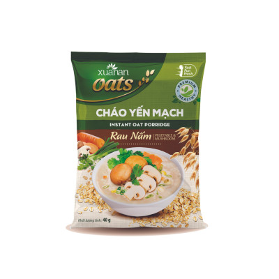 Thùng 30 Gói Cháo Yến Mạch Rau Nấm Xuân An 40G [chay dùng được] (Tặng Kèm 5 Gói)