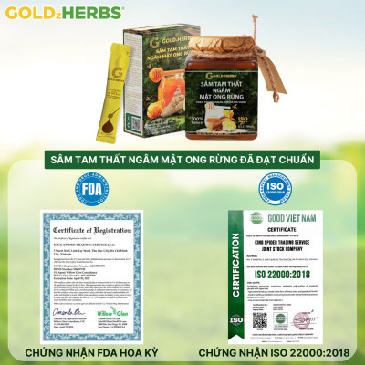 Sâm tam thất ngâm mật ong rừng GoldzHerbs, 100% mật ong nguyên chất – Hũ 300g/ Hộp 15 gói