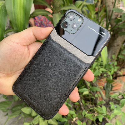 Ốp lưng da kính cao cấp dành cho iPhone 11 Pro - Màu đen - Hàng nhập khẩu - DELICATE