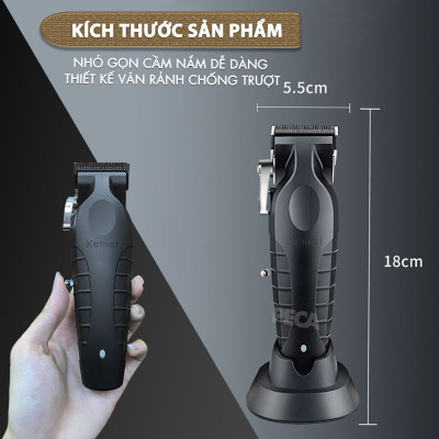 Tông đơ cắt tóc chuyên nghiệp Kemei KM-2296 lưỡi cắt mạ carbon công suất mạnh mẽ 5W pin khỏe lithium - Chính hãng