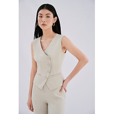 Áo gile cổ tim Maddy thiết kế cao cấp WHITE CHIC