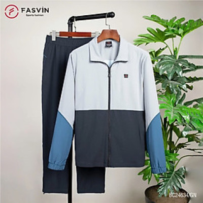 Bộ quần áo gió nam 2 lớp FASVIN BC24634.HN vải thể thao cao cấp lót vải thun hàng chính hãng