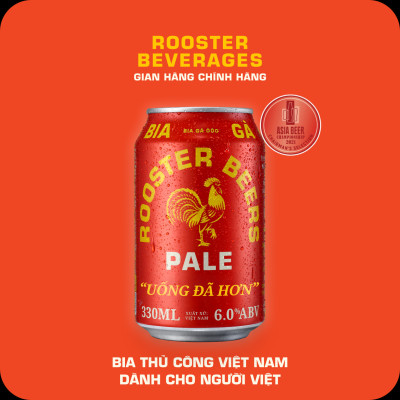 Rooster Beers Pale (Bia Gà Pale) Thùng 12 Lon x 330ml