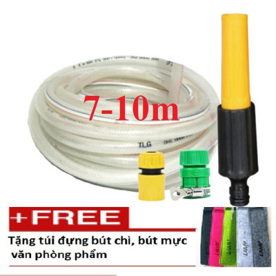  Bộ dây vòi xịt nước rửa xe,tưới cây .tăng áp 3 lần, loại 7m,10m 206622-5 cút sập,nối vàng+tặng túi đựng bút