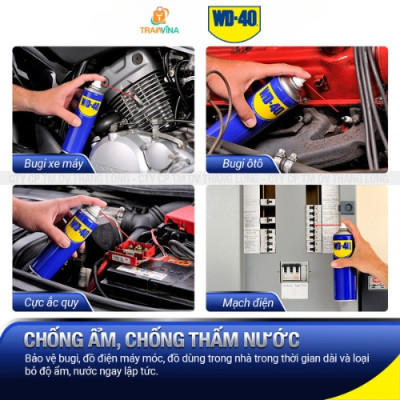 Chai Xịt Tẩy Rỉ Sét WD-40 Multi-Use Product Dầu Chống Rỉ Bôi Trơn, Chống Ẩm, Vệ Sinh Làm Sạch Đa Năng Bảo Dưỡng Xe, Đồ Dùng Gia Đình - Hàng Chính Hãng