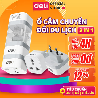 Phích Cắm Chuyển Đổi 3 Chân Sang 2 Chân, Ổ Cắm Tiêu Chuẩn Châu ÂU, Mỹ, Anh Dùng Đa Quốc Gia Du Lịch