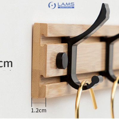 Móc treo quần áo gắn tường bằng gỗ MA17, móc di chuyển