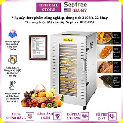 Máy sấy thực phẩm dung tích 210 lít, 22 khay thương hiệu Mỹ cao cấp Septree DBC-22A - Hàng Nhập Khẩu