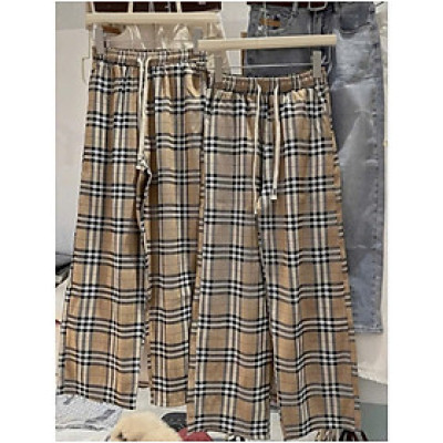 Quần suông kẻ, hàng quảng châu, chất vải mềm mịn, Quần ống rộng kiểu dáng trẻ trung, phù hợp nhiều lứa tuổi, từ 40-65kg