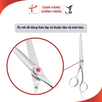 Kéo cắt tóc VLS FA43/6.0 lưỡi convex thẳng quai offset vênh đỡ ngón cố định - Hàng chính hãng
