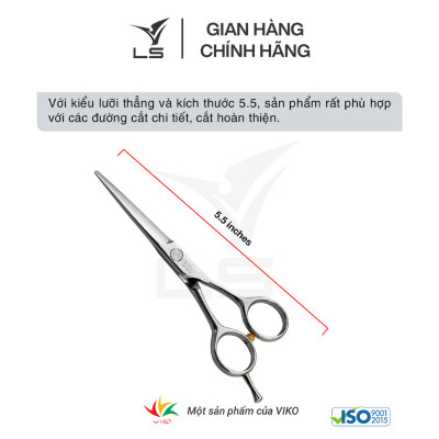 Kéo cắt tóc LS lưỡi thẳng quai offset cân đối xứng đỡ ngón cố định CB15/5.5