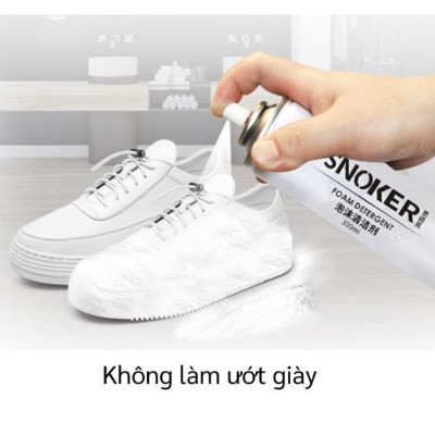 Chai Xịt Bọt Tuyết Vệ Sinh Giày Dép Tẩy Trắng Cao Cấp SNOKER Giặt Khô Siêu Tốc Bảo Vệ Giày Snoker Thể Thao Khỏi Bị Ố Vàng, Phai Màu 