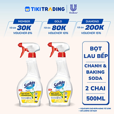 Combo 2 Chai Bọt Tuyết Lau Bếp Sunlight POWERFOAM Đánh Bay Dầu Mỡ 100% Siêu Tiện Trong 5 Giây 500ML