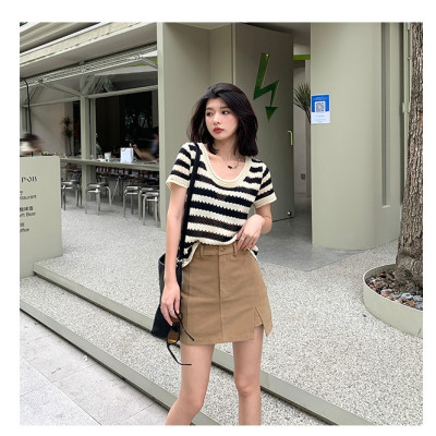 Áo Len Nữ Cộc Tay Dệt Kim Màu Sắc Phong Cách Hàn Quốc Trẻ Trung Nữ Tính Chất Liệu Mềm Mại Haint Boutique HB42