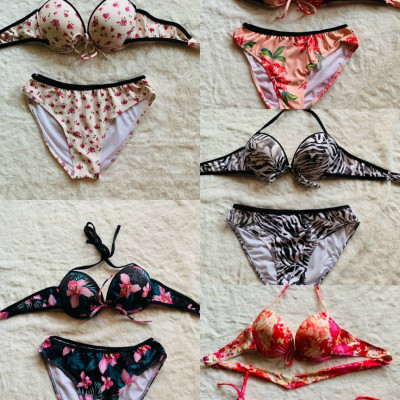 Bikini Tam Giác Có Gọng Nâng Ngực Họa Tiết