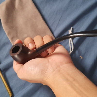 Tẩu thuốc gỗ đàn hương cao cấp kiều dài sang trọng ( tặng kèm 1 đế nhựa đựng tẩu và túi vải )