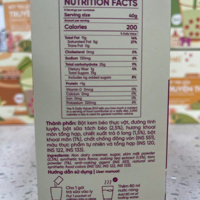 Bột trà sữa Khoai môn 3in1 Déli - Hộp 320gr (8 gói), pha chế trà sữa tiện lợi, nhanh chóng