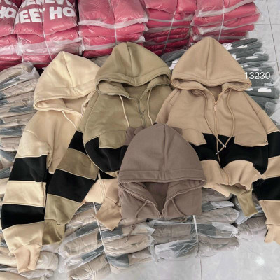 [LZ] Áo khoác Kéo Cao Nỉ Dày Chống Nắng Dáng Lửng Phối Màu Tay Xỏ Ngón 4 Túi Nón To hàng đẹp xitin-A2165