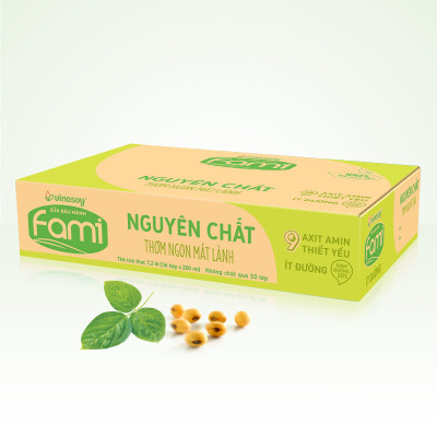 Thùng Sữa đậu nành Vinasoy Fami Nguyên Chất ít đường (200ml x 36 Hộp)