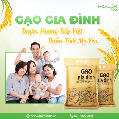 Gạo Gia Đình - Túi 5kg - Dẻo Vừa, Tơi Cơm, Thơm Nhẹ