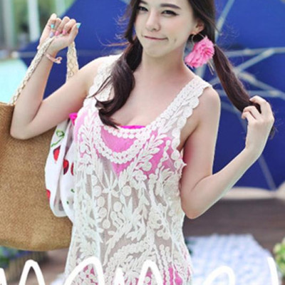 Áo ren lưới 3 lỗ thời trang đi biển, dáng lửng sexy | AR002