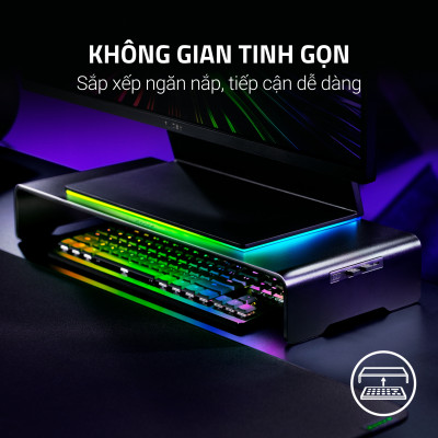 Kệ màn hình Razer Monitor Stand Chroma | Hub USB-C 4 cổng |  Nhôm Anodized Cao Cấp | LED RGB Chroma | Chịu Tải 20kg | Hàng Chính Hãng