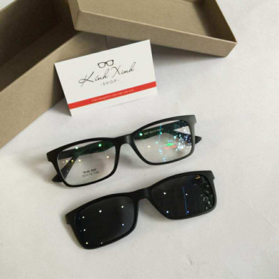 Gọng Kính Cận, Kính Râm Cận, Kính Chống Nắng Dáng Chữ Nhật Clip On 2in1 Thiết Kế Đơn Giản Cho Nam Nữ