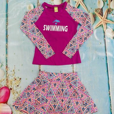 Váy Bơi Dài Tay Họa Tiết Trẻ Trung