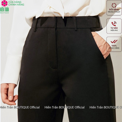 Quần âu nữ Hiền Trần BOUTIQUE lưng cạp cao đồ âu công sở đi học đẹp form dáng chuẩn màu đen vải co giãn