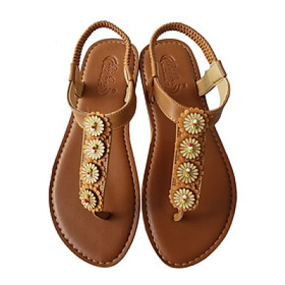 Giày sandal nữ xỏ ngón da bò thật BIGGBEN cao cấp SDN72