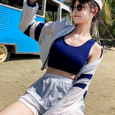 Bộ đồ bơi bikini nữ 2 mảnh kèm áo ren tay dài đi tắm biển, đi tập yoga, tập gym - B12