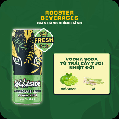 WildSide Vodka Soda Vị Chanh Sả - Thùng 10 Lon (330ml)